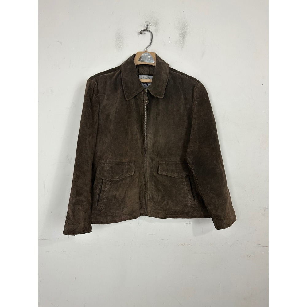 American Classics JLC Brown Suede Leather Bomber Jacket Mens XL Quilted Lined